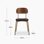 Maddox Stackable Dining Chair | Vintage Black Faux Leather & Brass