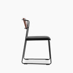 Kensal Stackable Dining Chair | Vintage Black Faux Leather & Black
