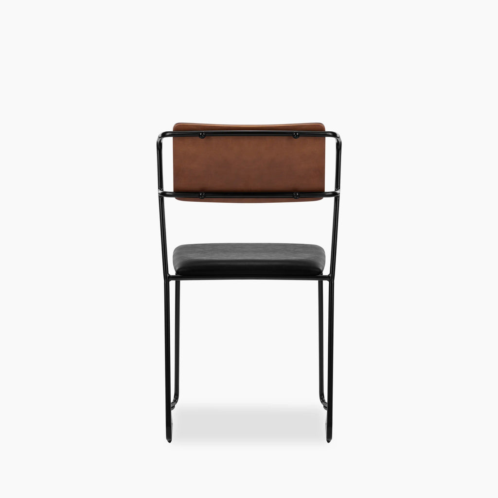 Kensal Stackable Dining Chair | Vintage Black Faux Leather & Black