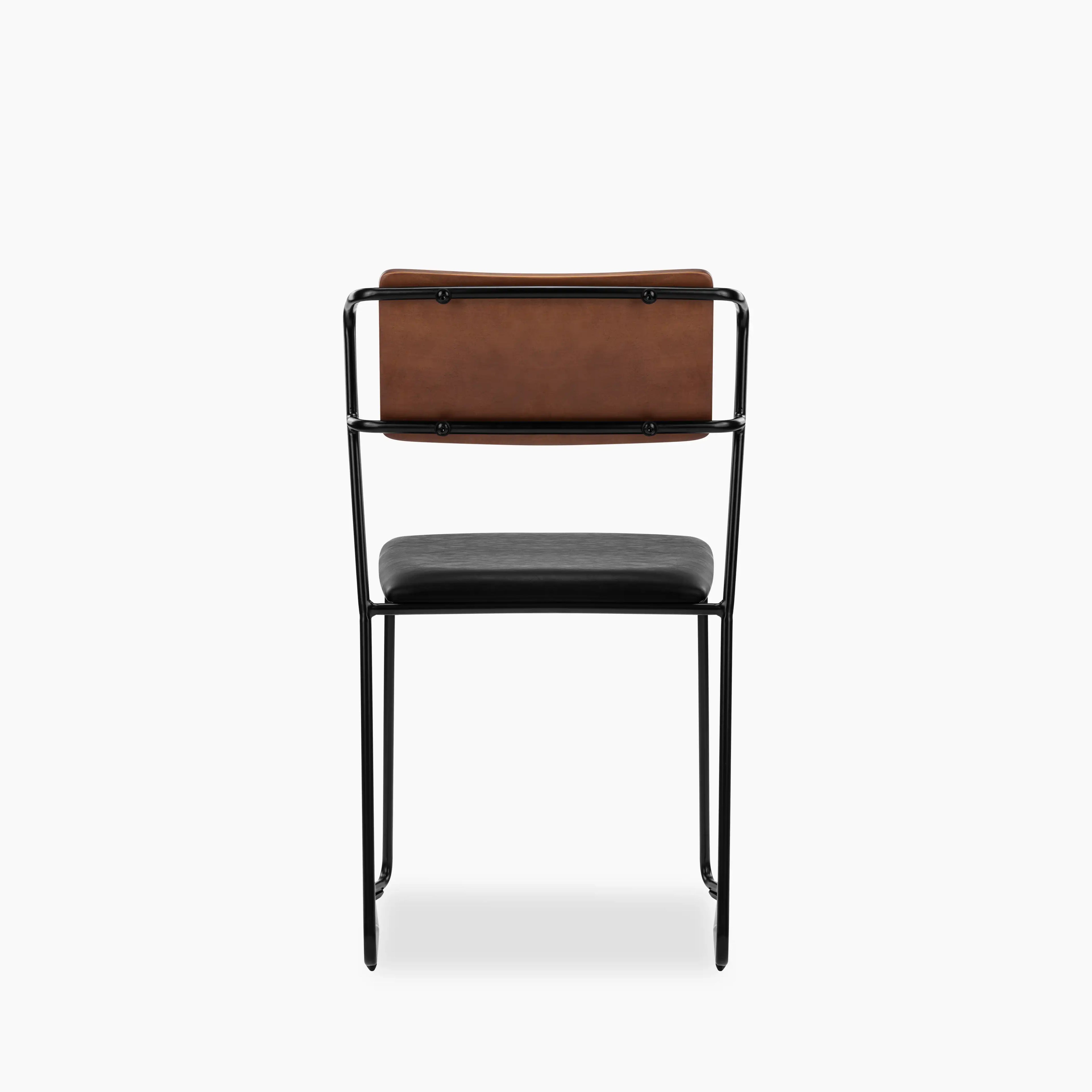 Kensal Stackable Dining Chair | Vintage Black Faux Leather & Black