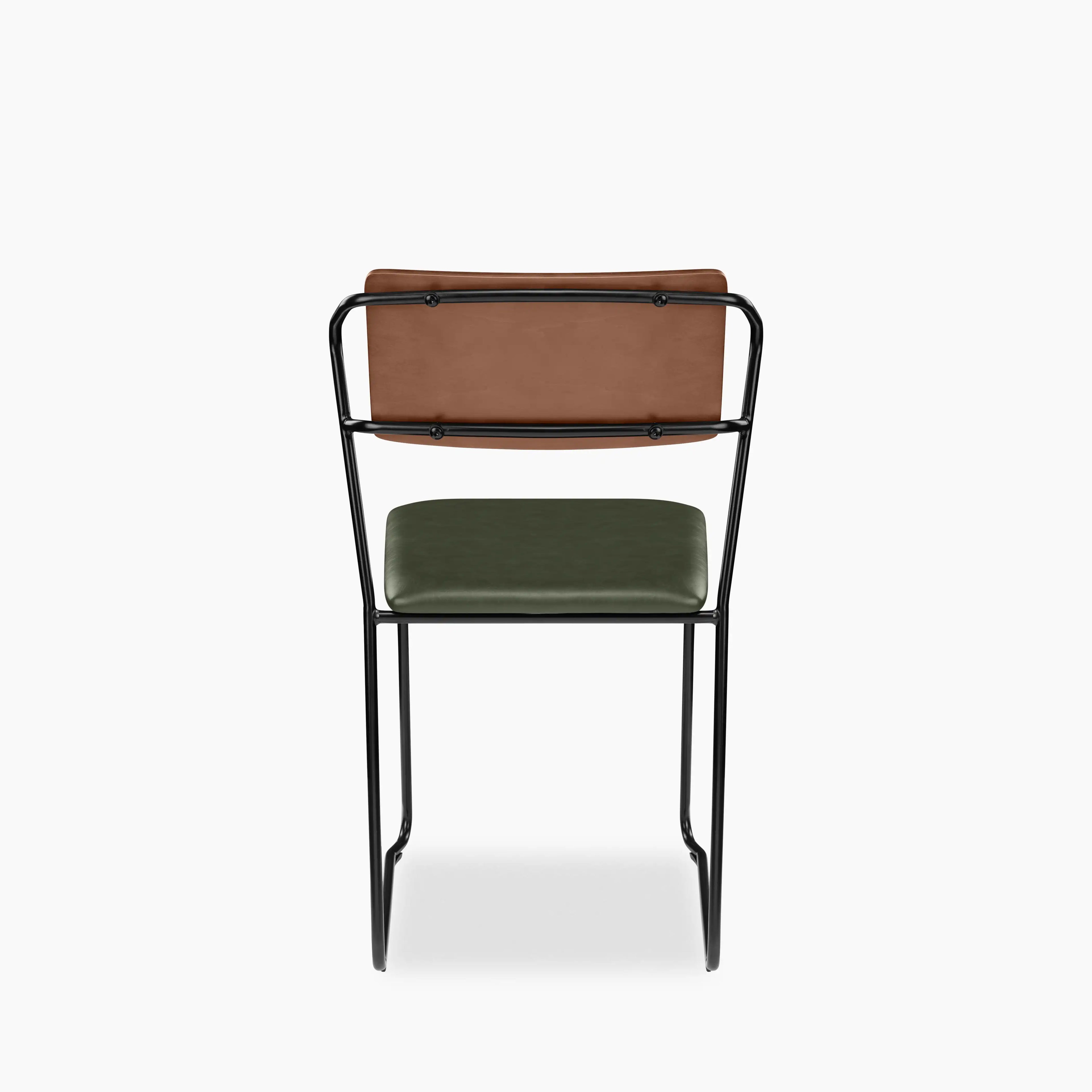 Kensal Stackable Dining Chair | Vintage Green Faux Leather & Black