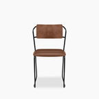 Kensal Stackable Dining Chair | Vintage Tan Faux Leather & Black