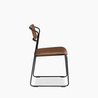 Kensal Stackable Dining Chair | Vintage Tan Faux Leather & Black