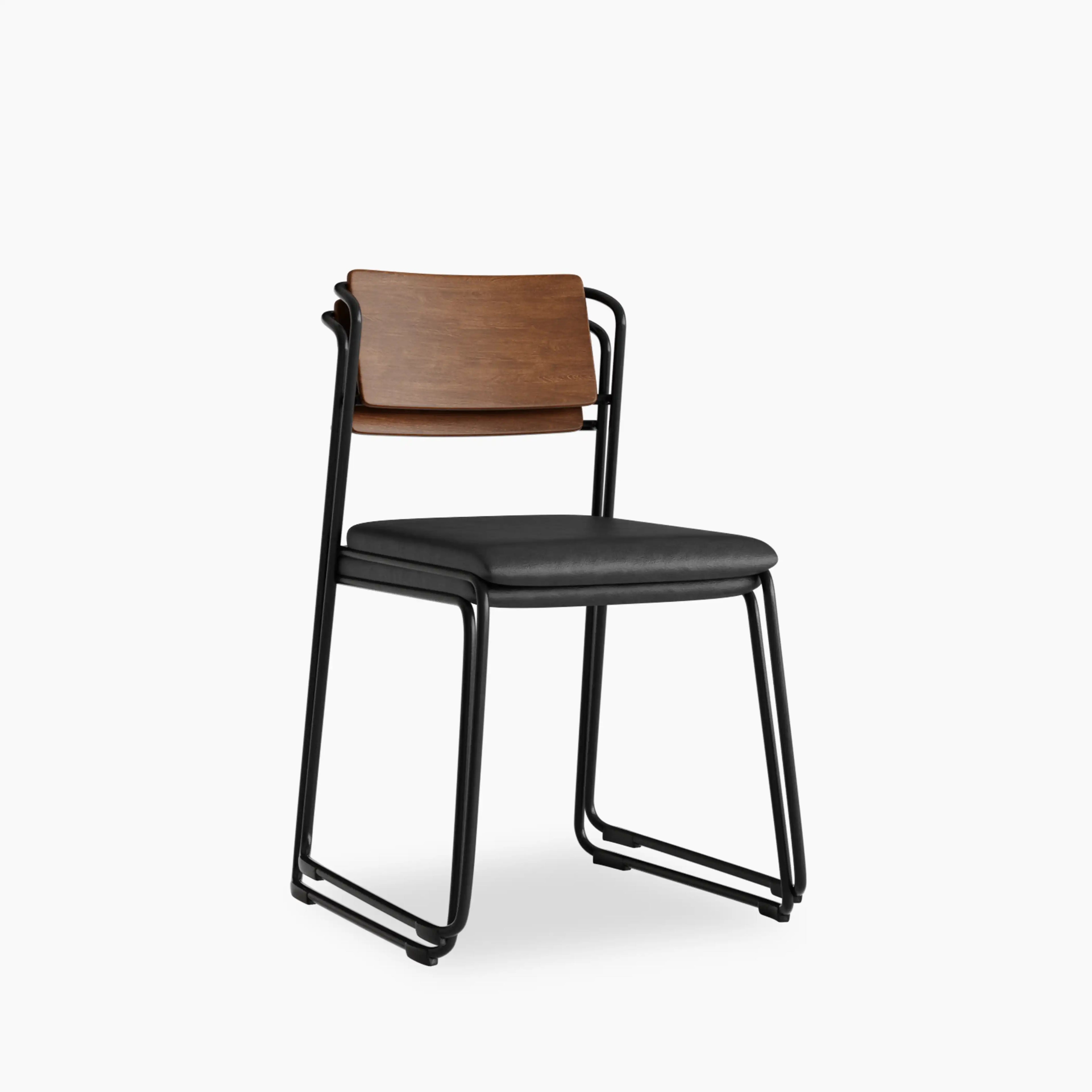 Kensal Stackable Dining Chair | Vintage Black Faux Leather & Black