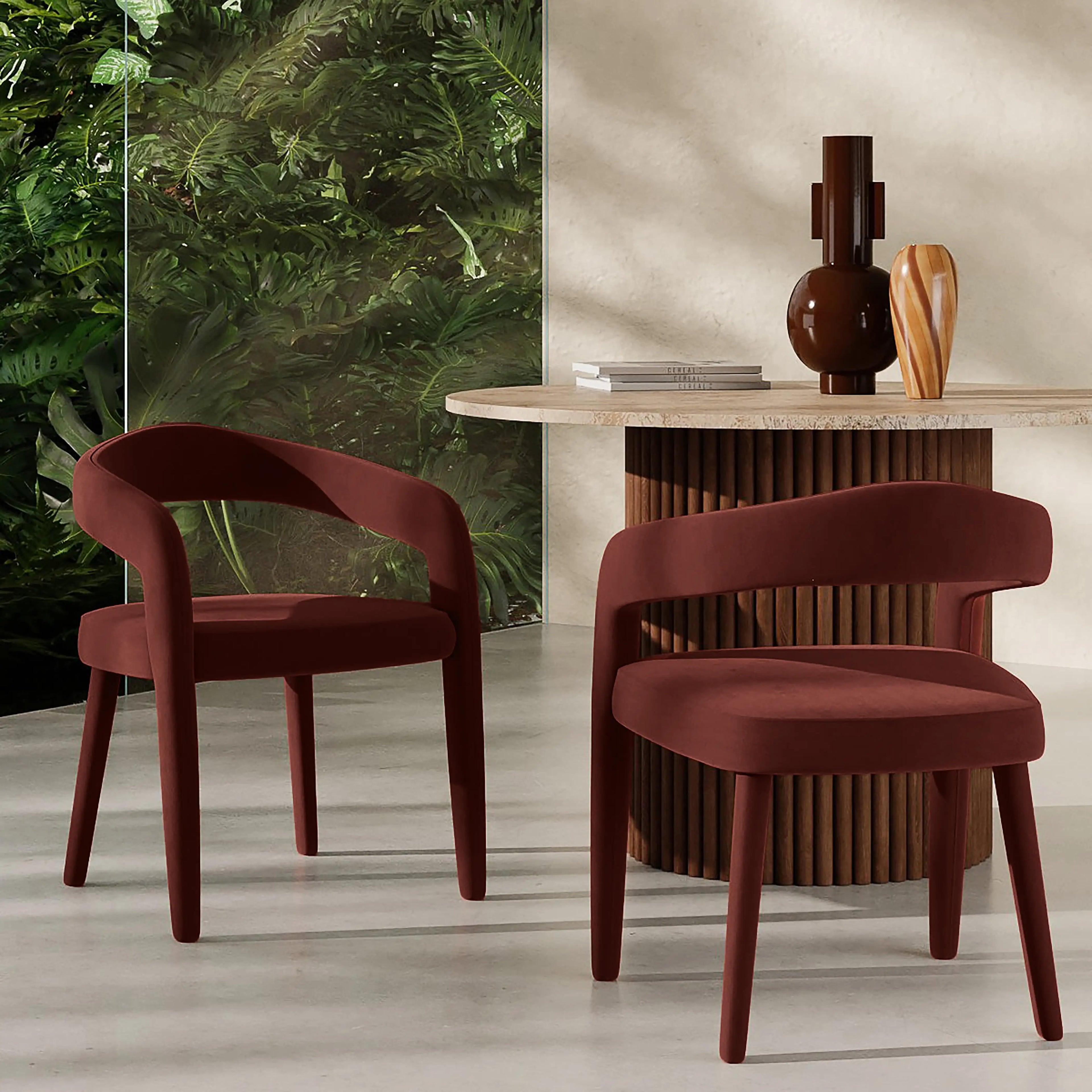 Ophelia Carver Dining Chair | Rust Red Sustainable Velvet