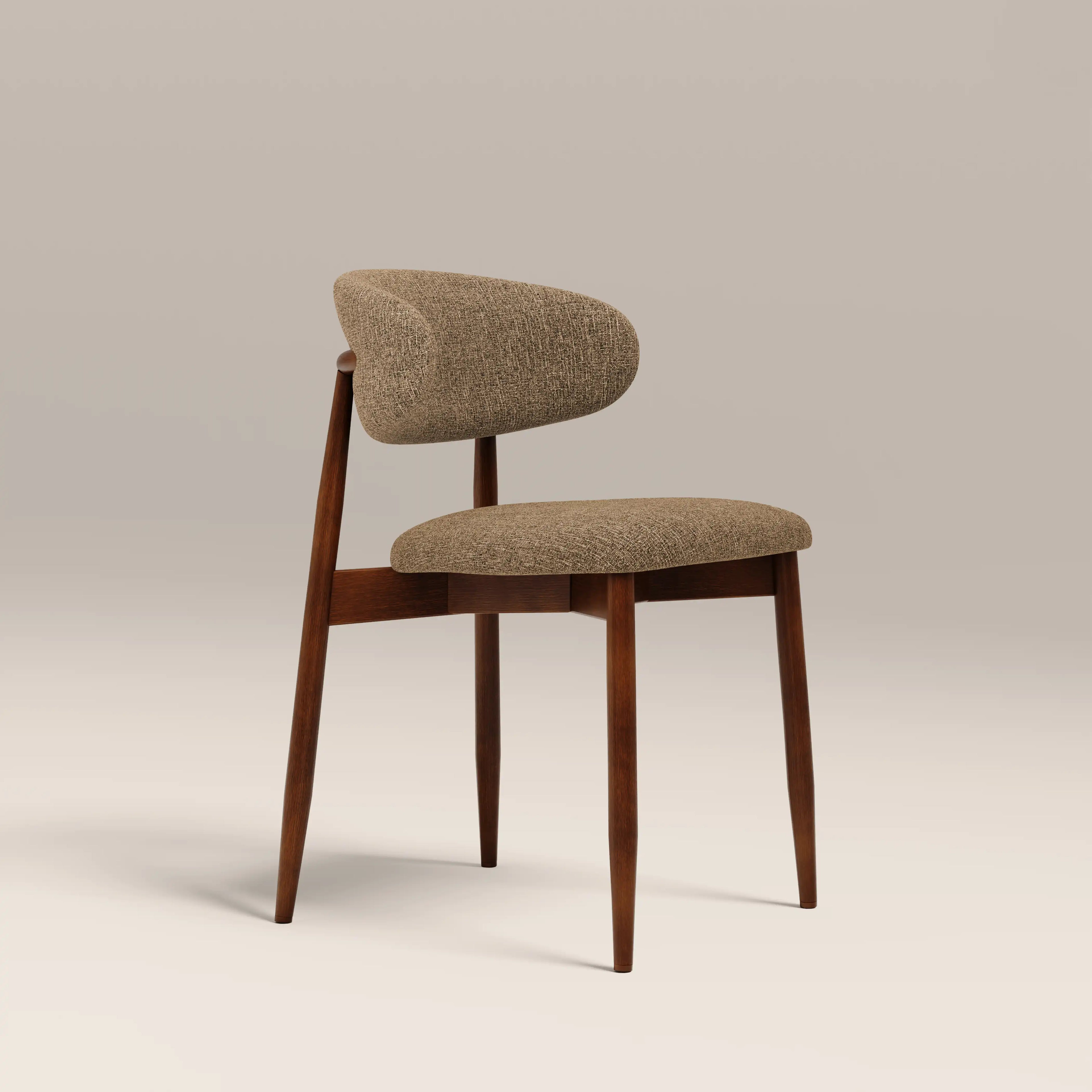 Halston Wooden Dining Chair | Speckled Cappuccino Boucle & Walnut