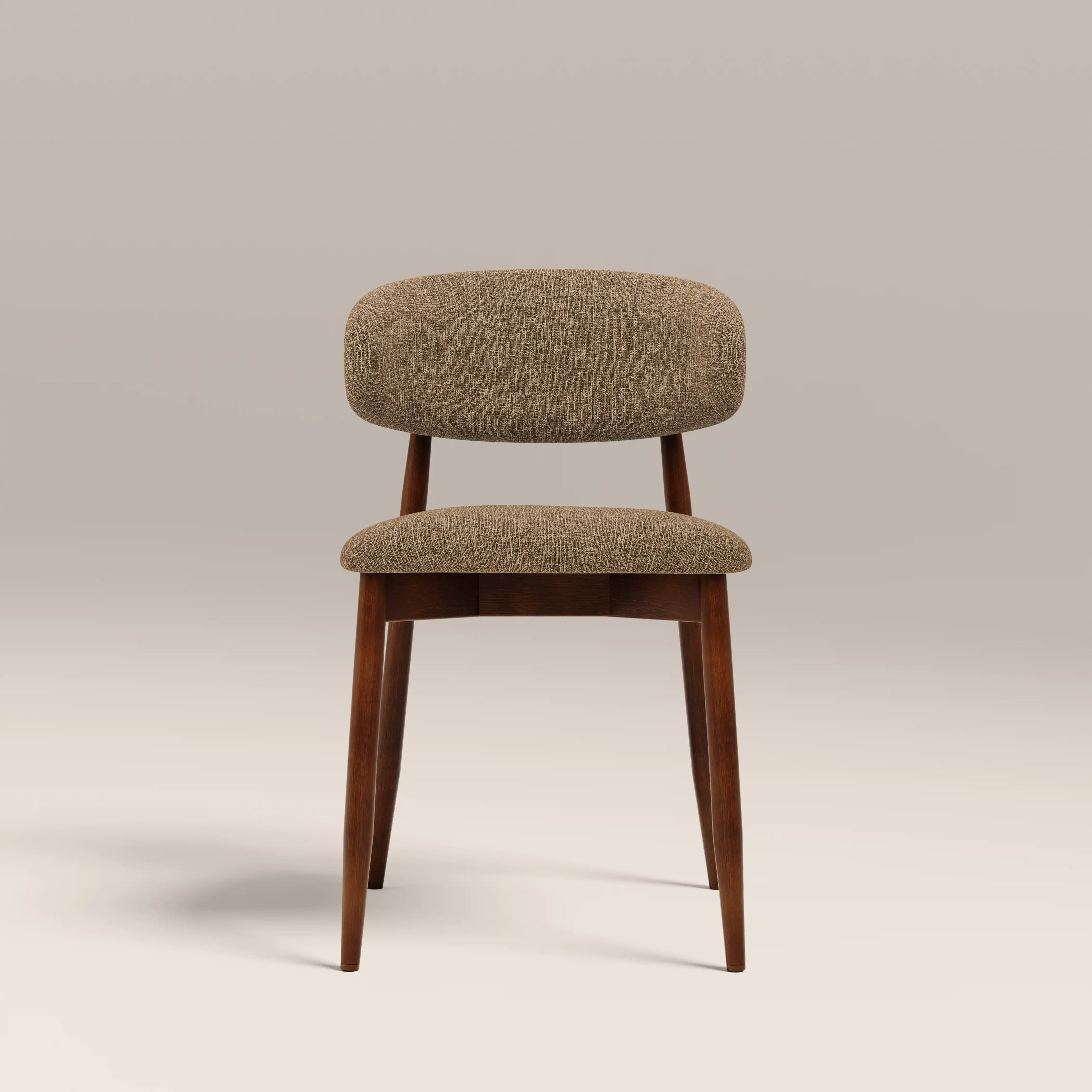 Halston Wooden Dining Chair | Speckled Cappuccino Boucle & Walnut