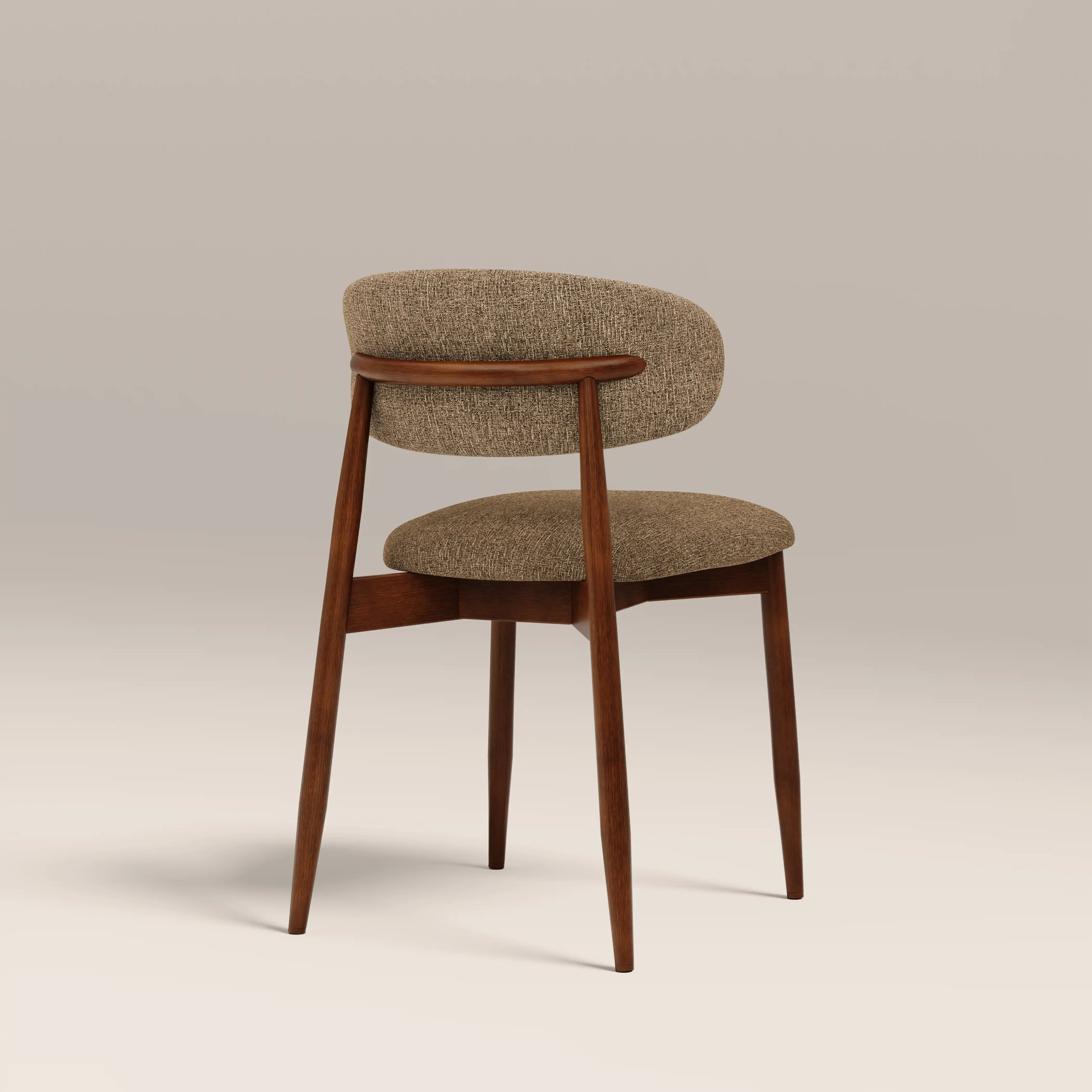 Halston Wooden Dining Chair | Speckled Cappuccino Boucle & Walnut