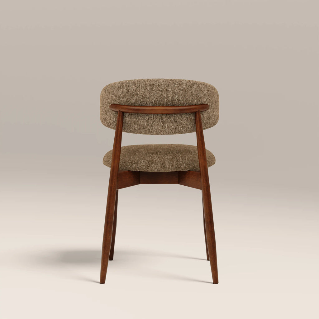 Halston Wooden Dining Chair | Speckled Cappuccino Boucle & Walnut