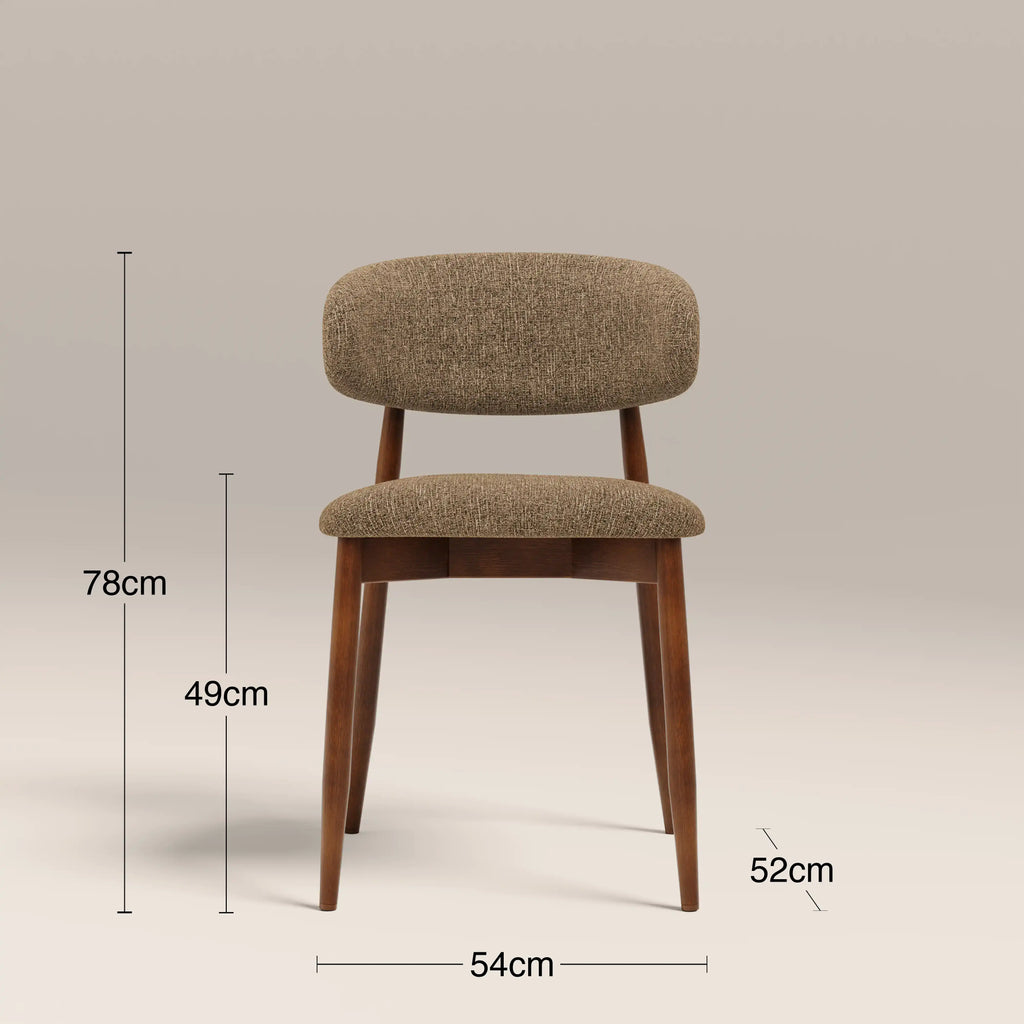 Halston Wooden Dining Chair | Speckled Cappuccino Boucle & Walnut