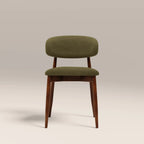 Halston Wooden Dining Chair | Moss Green Sustainable Mohair Velvet & Walnut