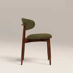 Halston Wooden Dining Chair | Moss Green Sustainable Mohair Velvet & Walnut