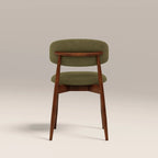 Halston Wooden Dining Chair | Moss Green Sustainable Mohair Velvet & Walnut