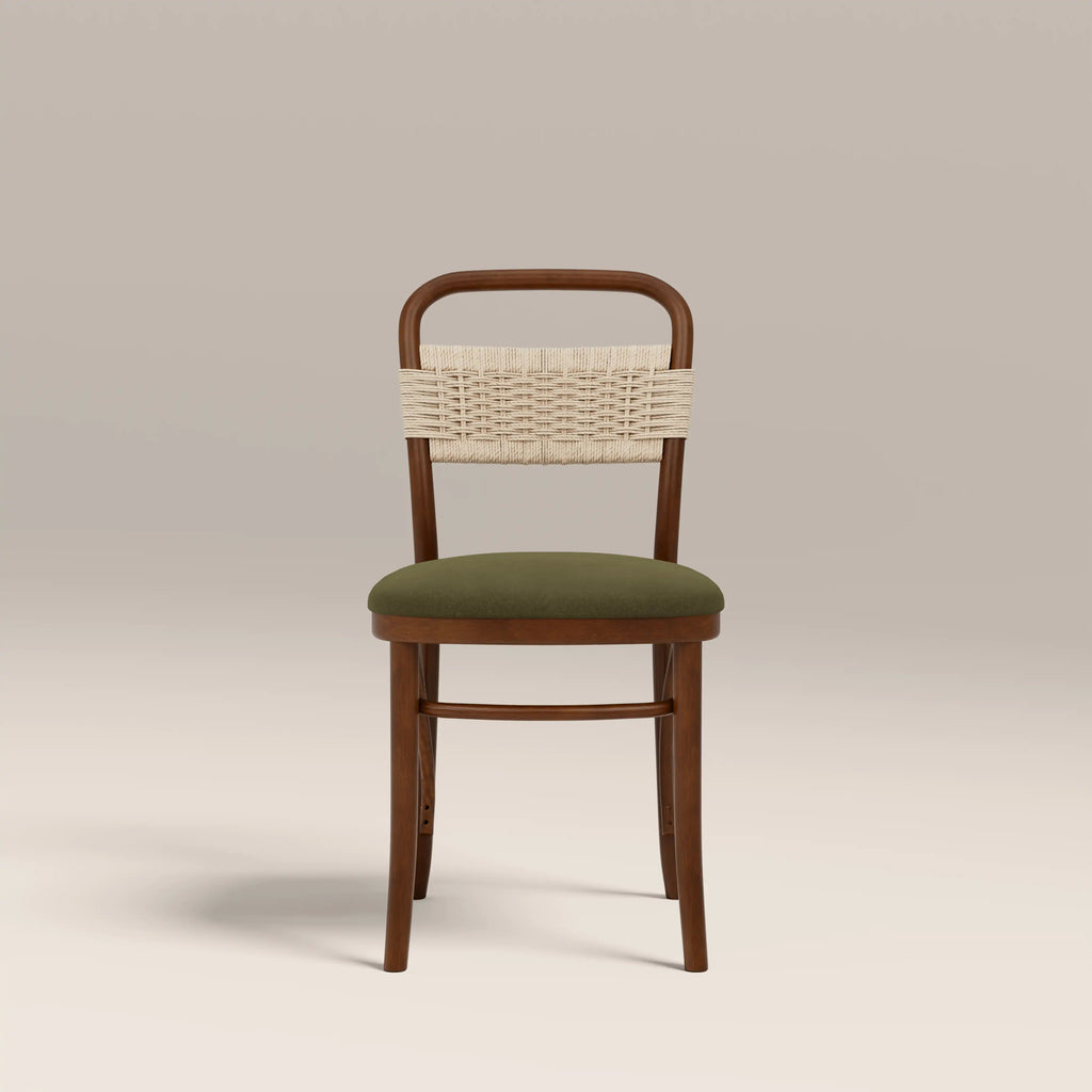 Daisy Wooden Dining Chair | Olive Green Sustainable Velvet & Walnut