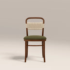 Daisy Wooden Dining Chair | Olive Green Sustainable Velvet & Walnut