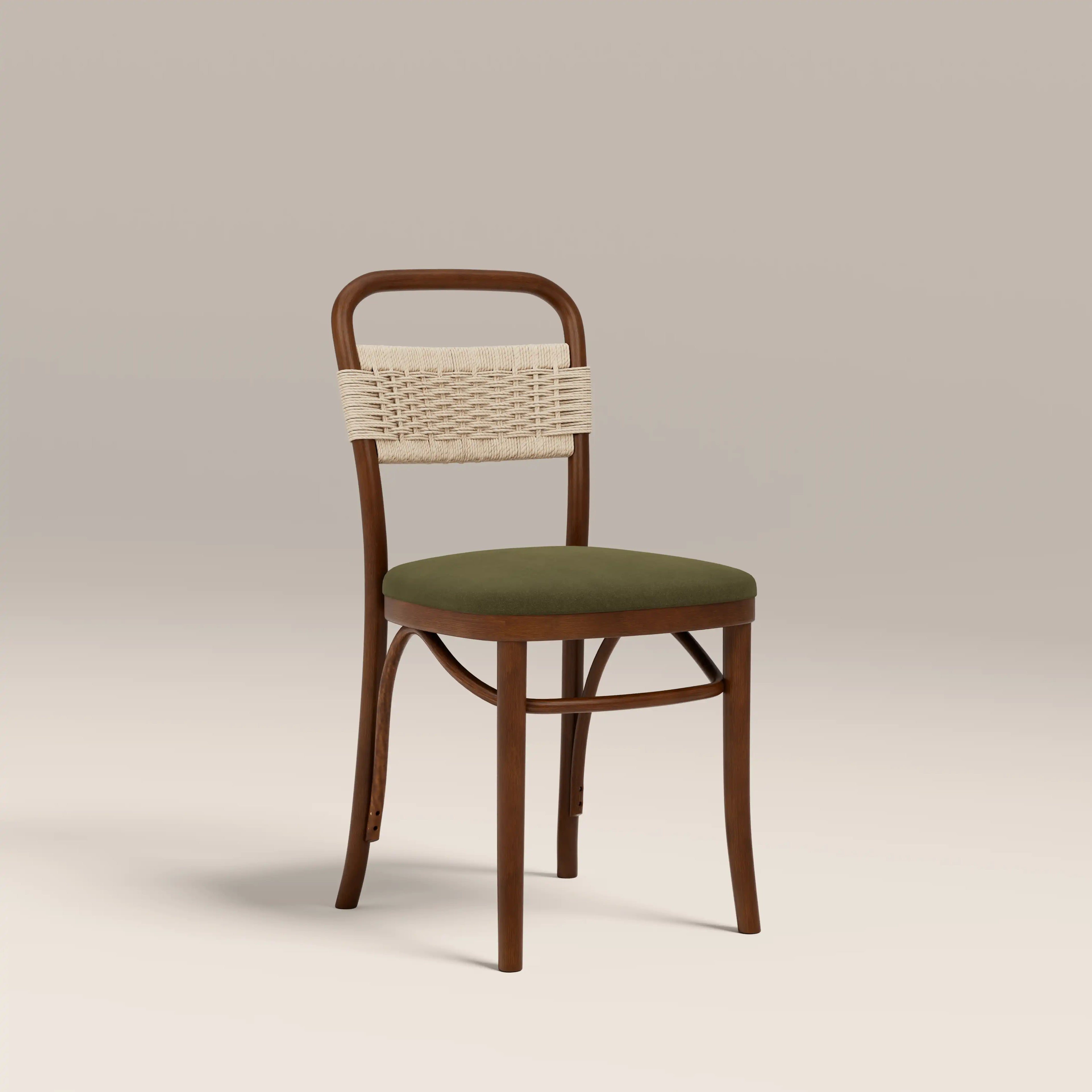 Daisy Wooden Dining Chair | Olive Green Sustainable Velvet & Walnut