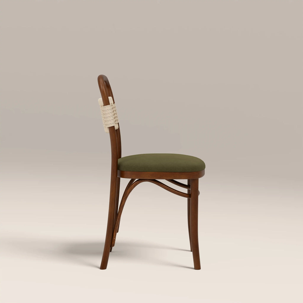 Daisy Wooden Dining Chair | Olive Green Sustainable Velvet & Walnut
