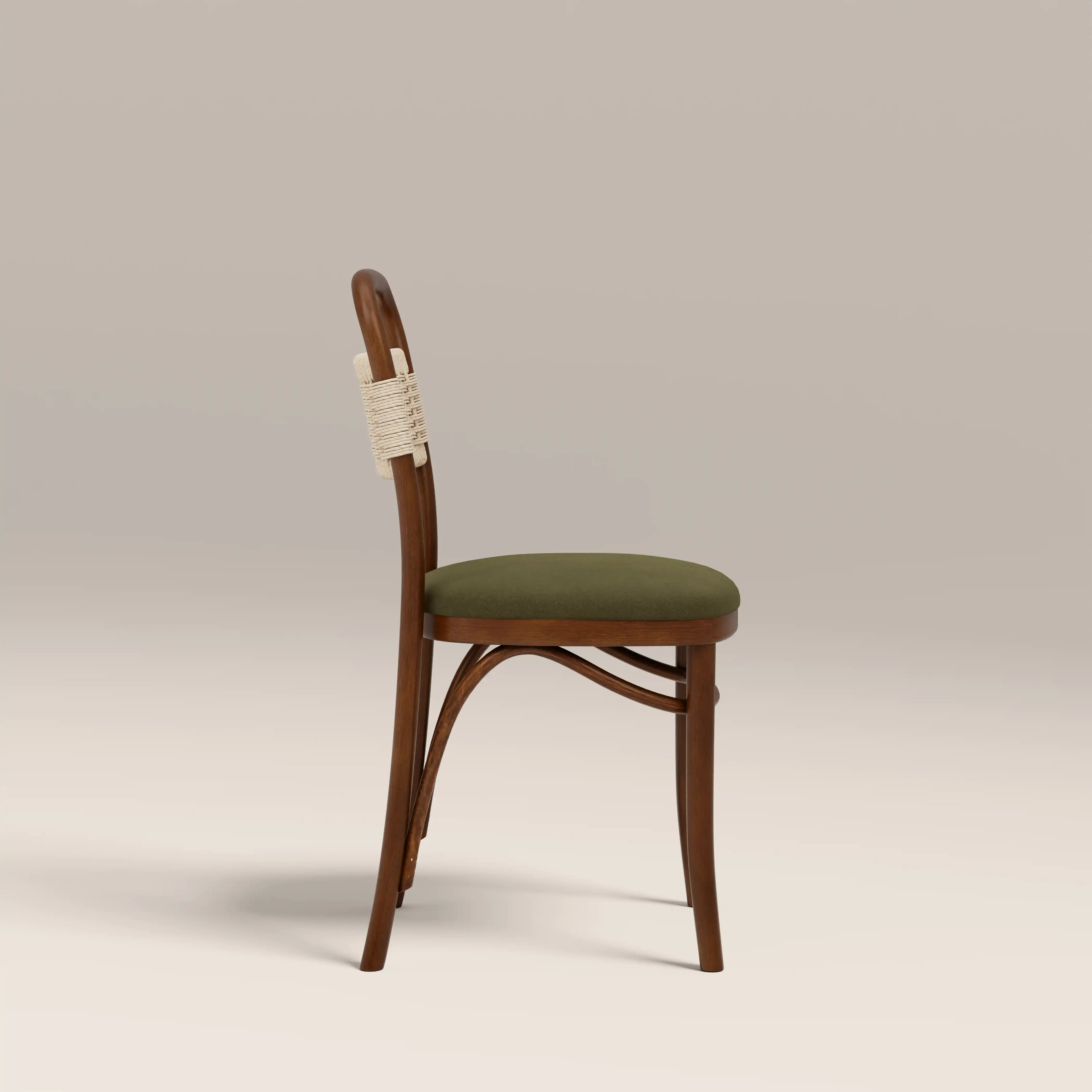 Daisy Wooden Dining Chair | Olive Green Sustainable Velvet & Walnut