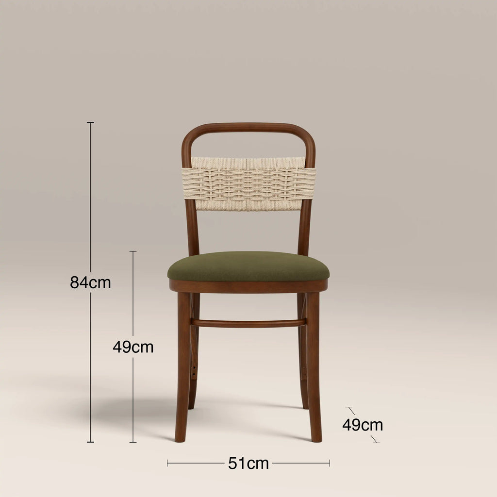 Daisy Wooden Dining Chair | Olive Green Sustainable Velvet & Walnut