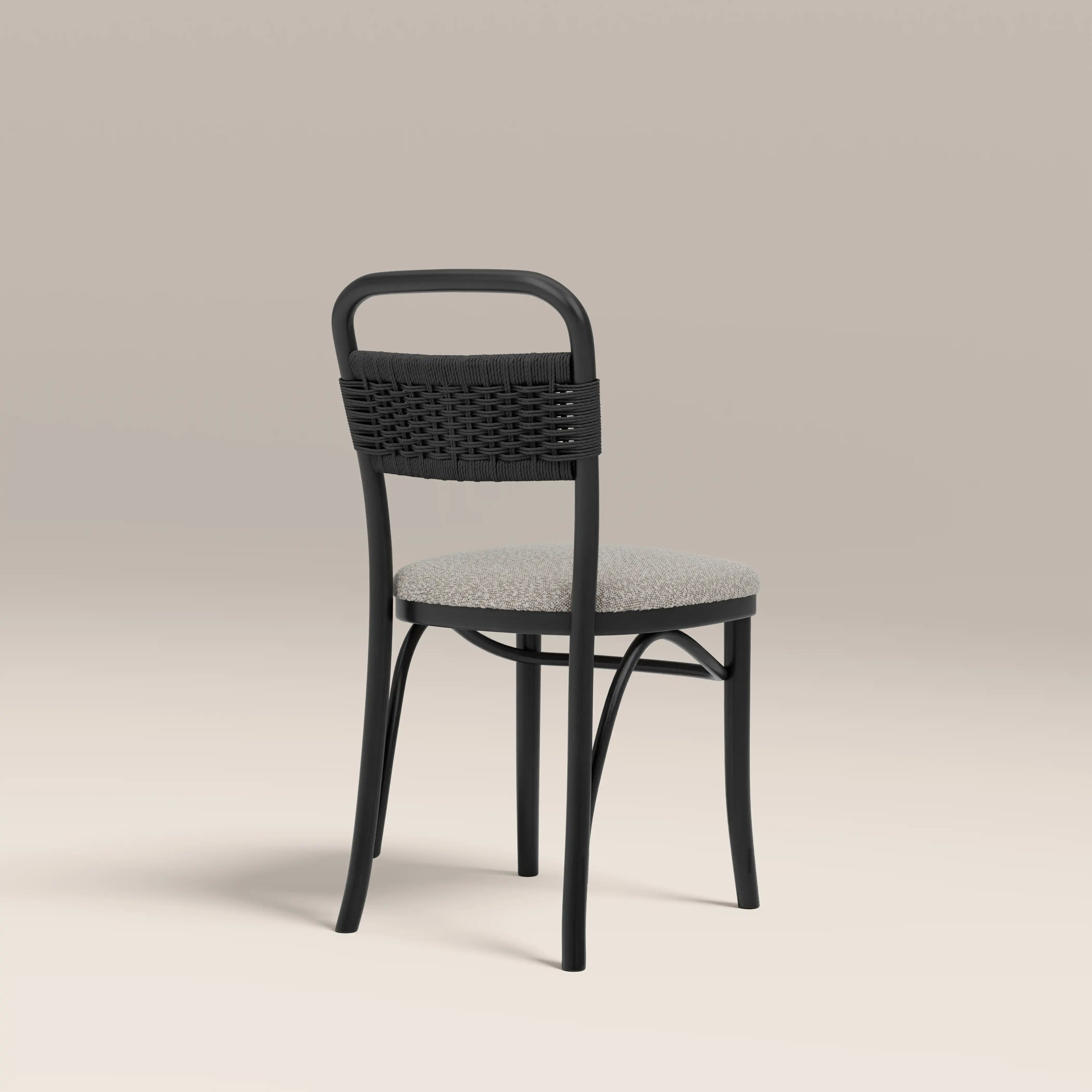 Daisy Wooden Dining Chair |  Speckled Stone Sustainable Boucle & Black