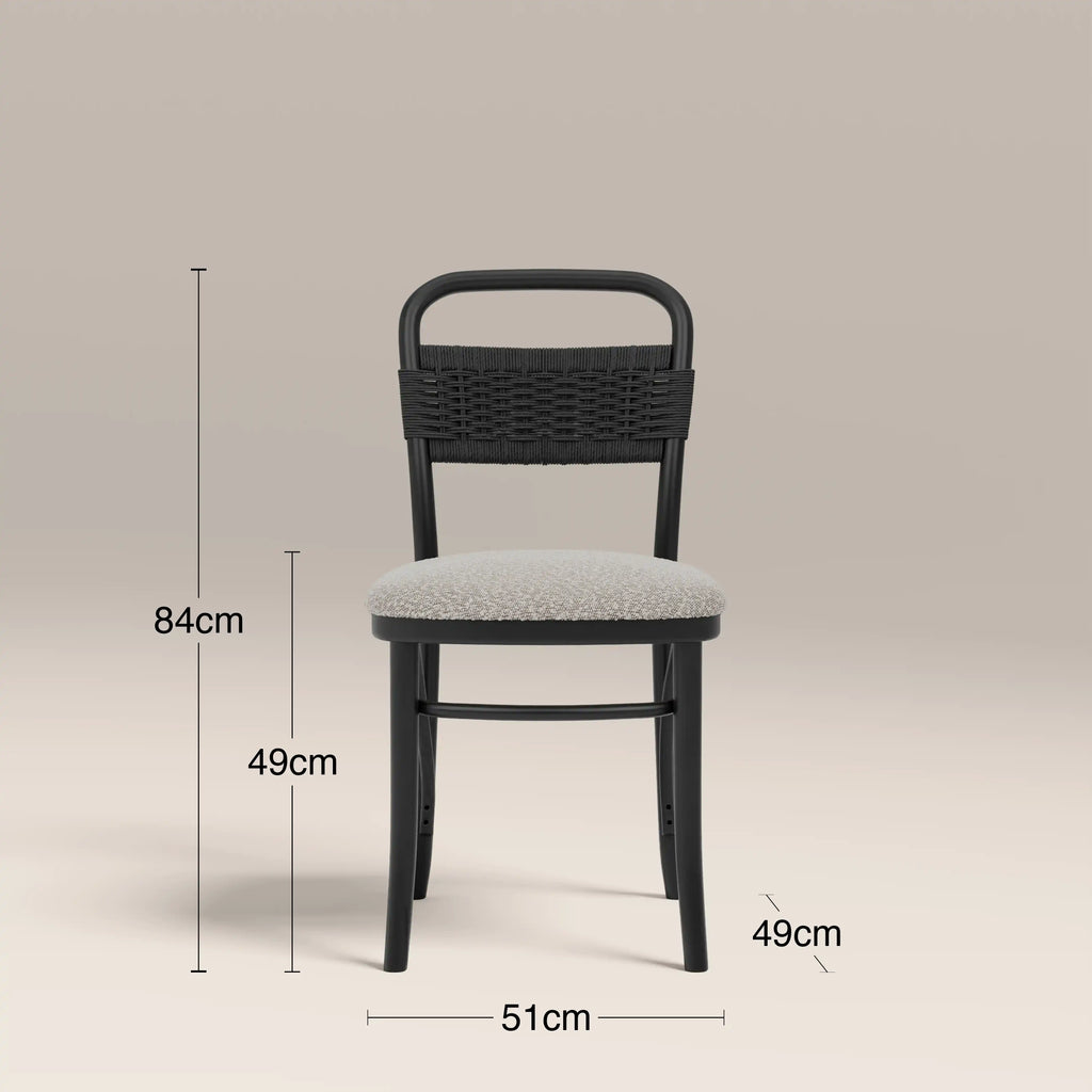 Daisy Wooden Dining Chair |  Speckled Stone Sustainable Boucle & Black