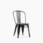 Tolix Style Stackable Dining Chair | Oak & Black