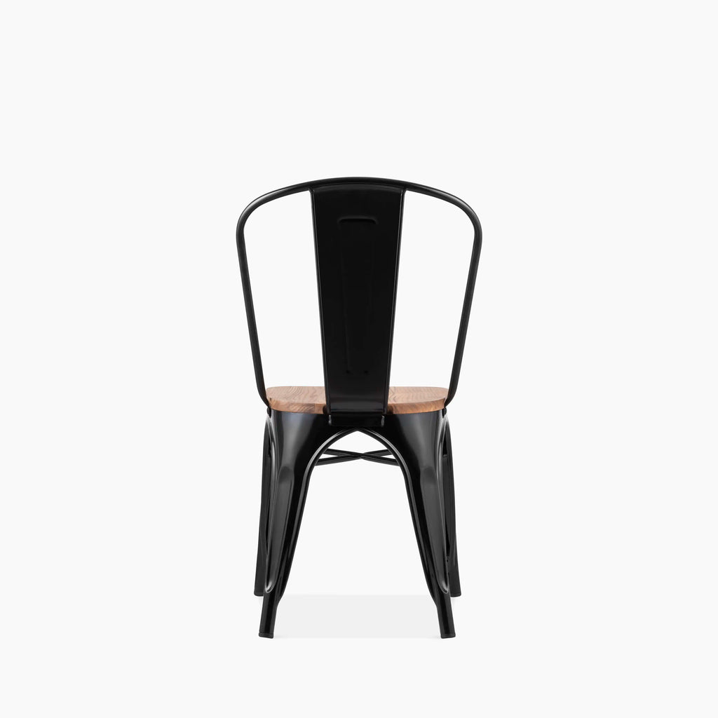 Tolix Style Stackable Dining Chair | Oak & Black