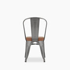 Tolix Style Stackable Dining Chair | Tan Faux Leather & Gunmetal
