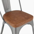 Tolix Style Stackable Dining Chair | Tan Faux Leather & Gunmetal