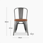 Tolix Style Stackable Dining Chair | Tan Faux Leather & Gunmetal