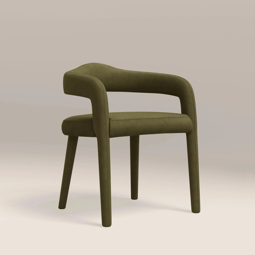 Ophelia Carver Dining Chair | Moss Green Sustainable Mohair Velvet