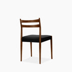 Caleb Wooden Dining Chair | Noir Black Faux Leather & Walnut