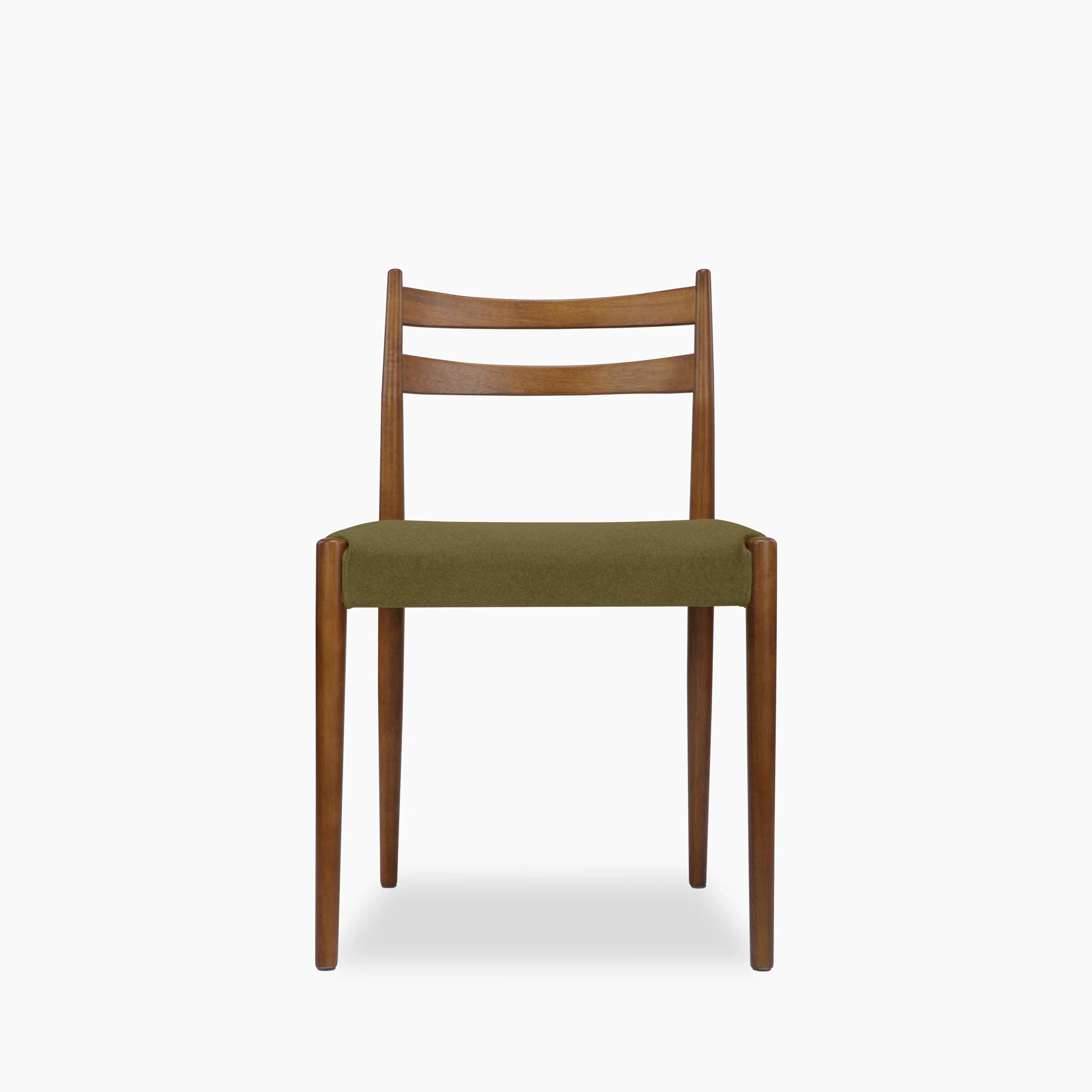 Caleb Wooden Dining Chair | Moss Green Sustainable Mohair Velvet & Walnut