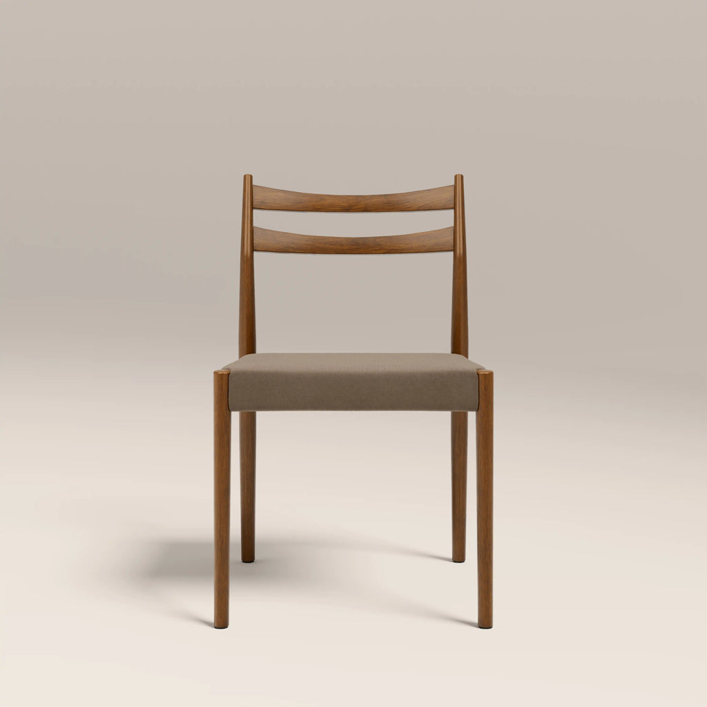 Caleb Wooden Dining Chair | Truffle Brown Sustainable Mohair Velvet & Walnut