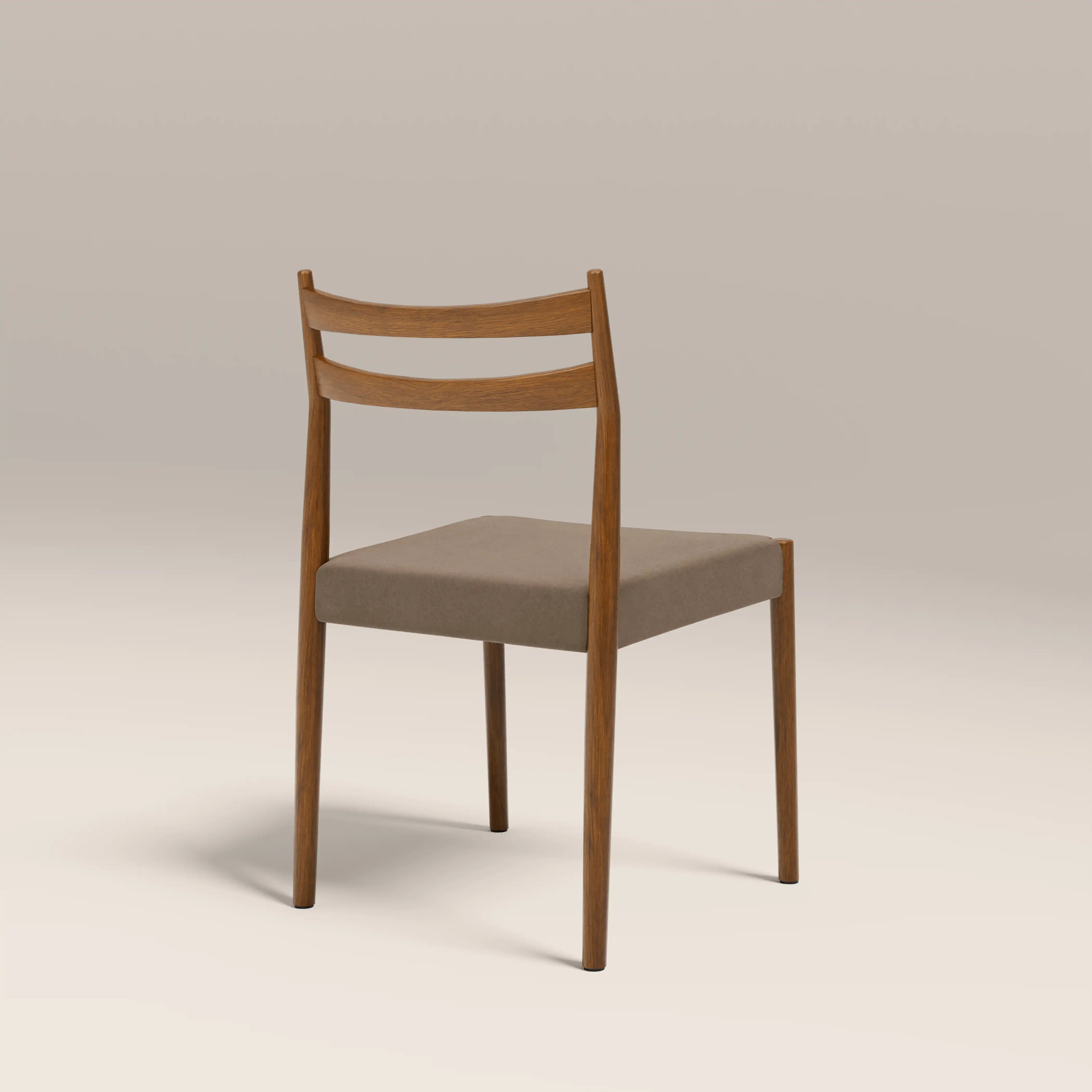 Caleb Wooden Dining Chair | Truffle Brown Sustainable Mohair Velvet & Walnut
