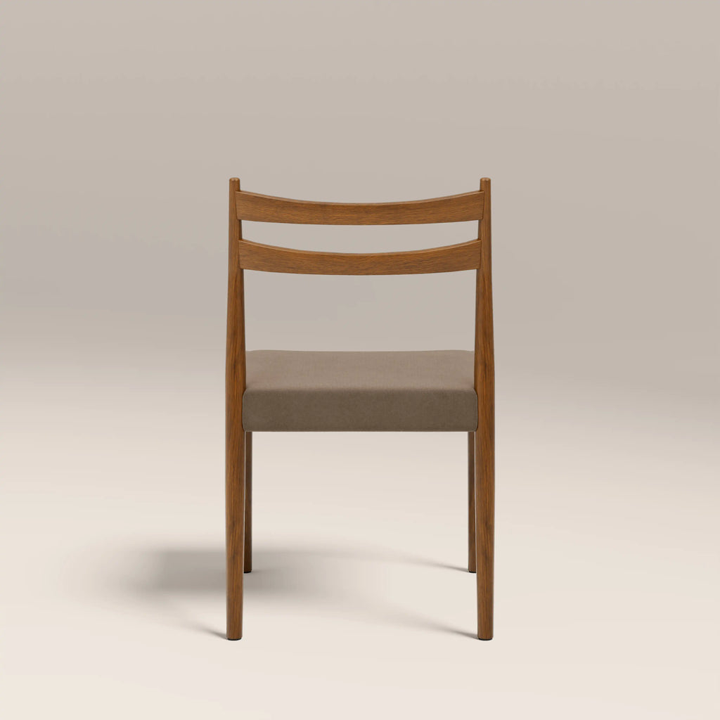 Caleb Wooden Dining Chair | Truffle Brown Sustainable Mohair Velvet & Walnut