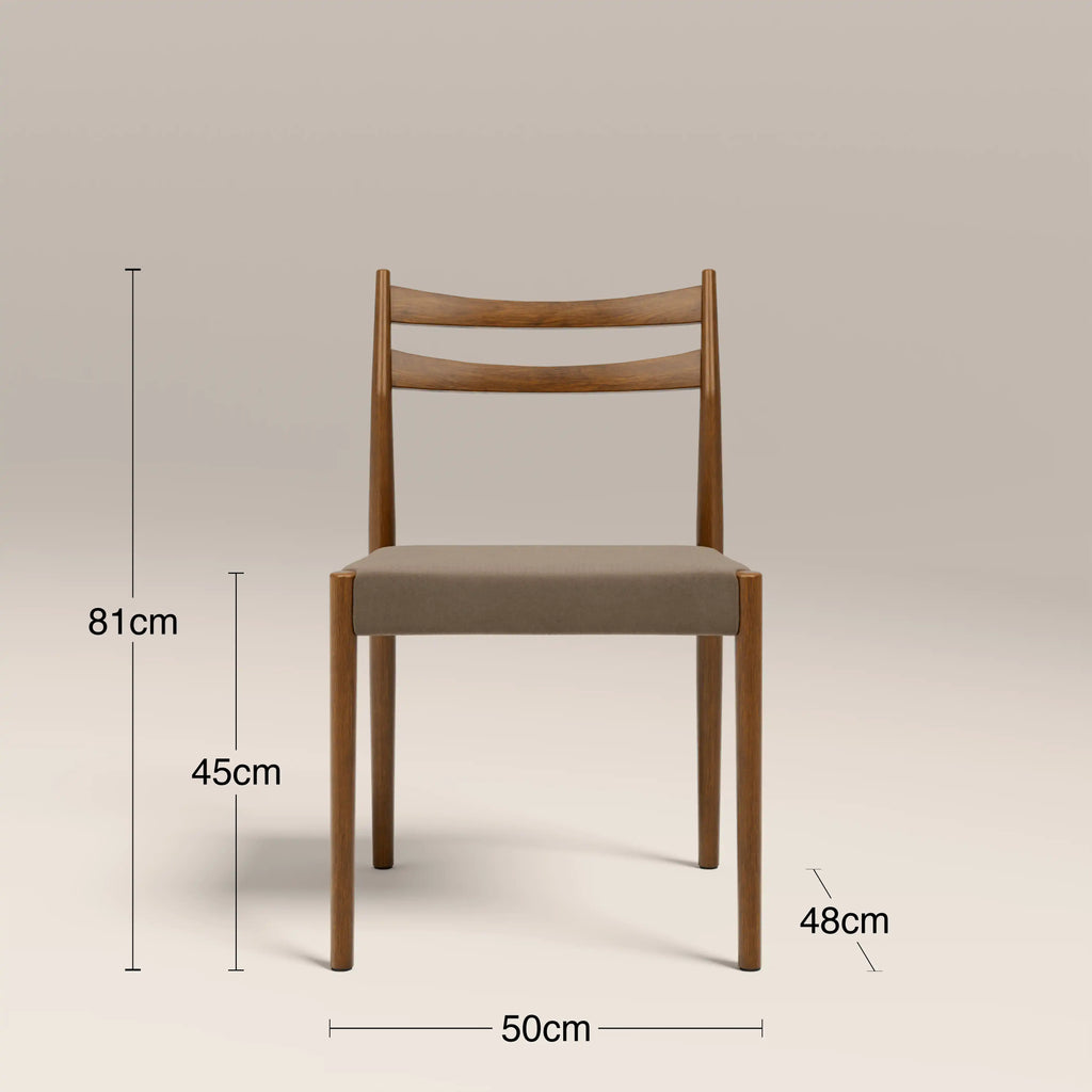 Caleb Wooden Dining Chair | Truffle Brown Sustainable Mohair Velvet & Walnut