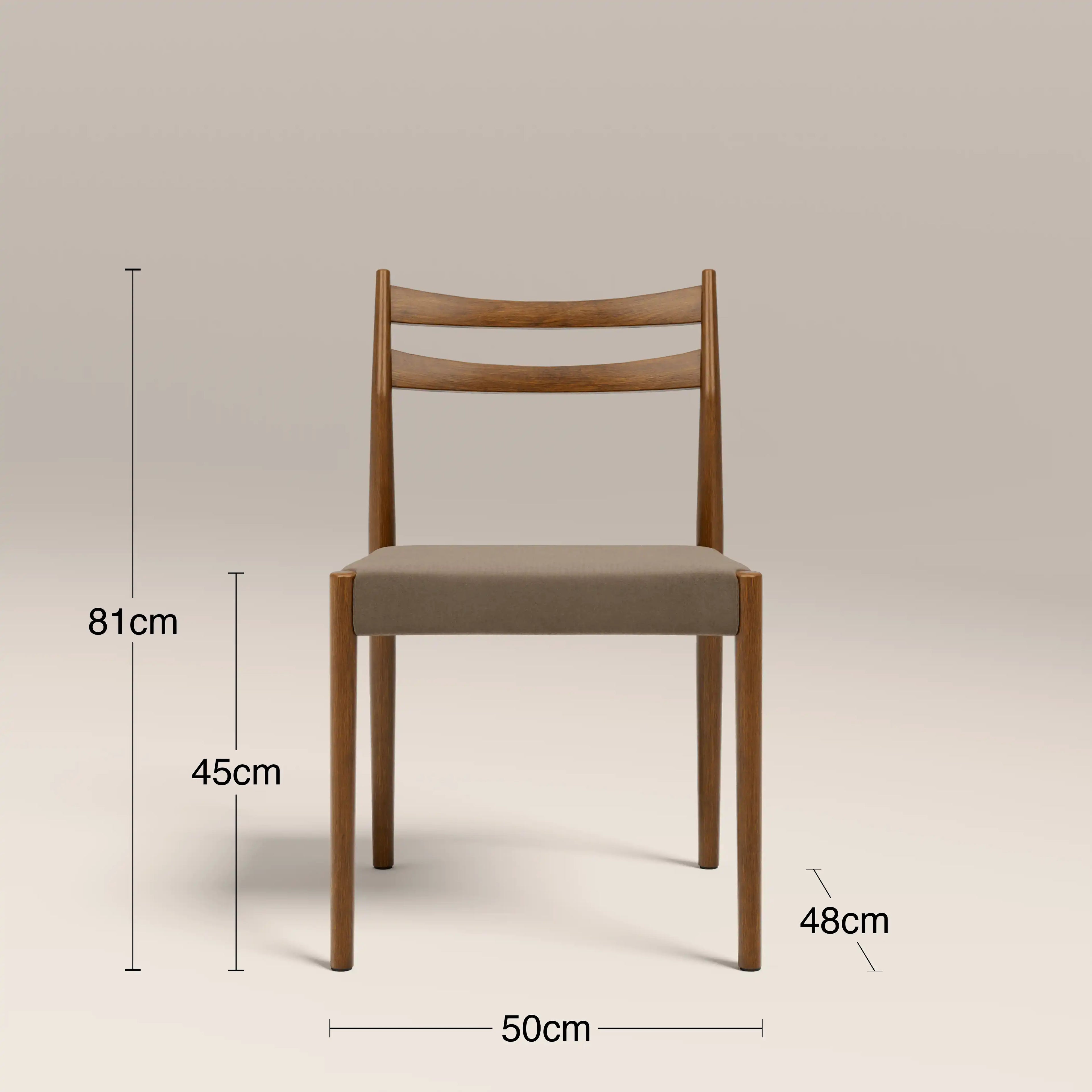 Caleb Wooden Dining Chair | Truffle Brown Sustainable Mohair Velvet & Walnut