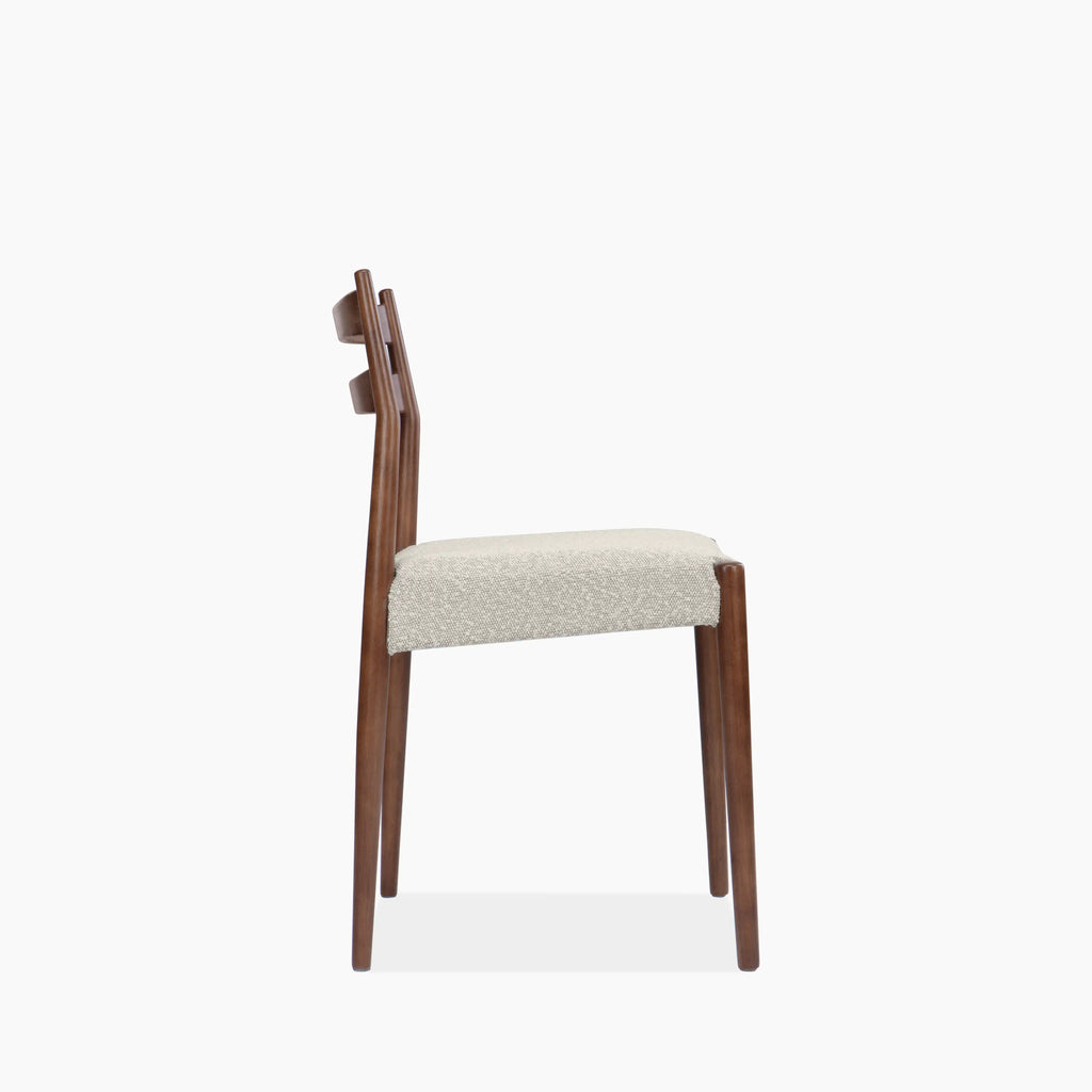Caleb Wooden Dining Chair | Speckled Stone Sustainable Boucle & Walnut