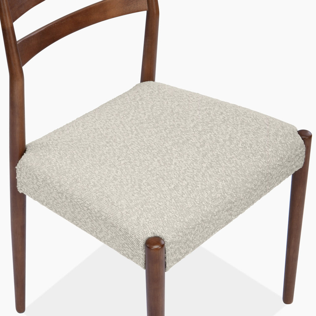 Caleb Wooden Dining Chair | Speckled Stone Sustainable Boucle & Walnut