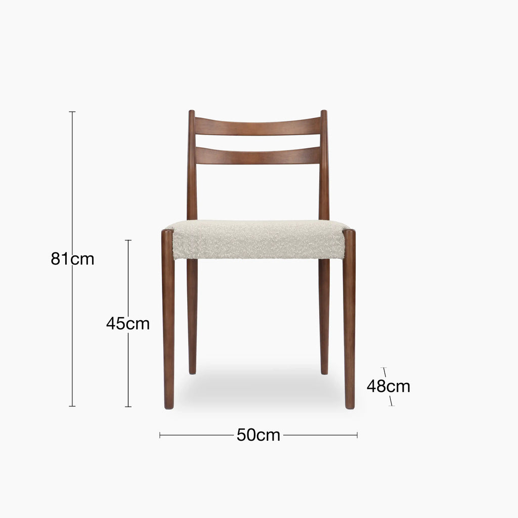 Caleb Wooden Dining Chair | Speckled Stone Sustainable Boucle & Walnut