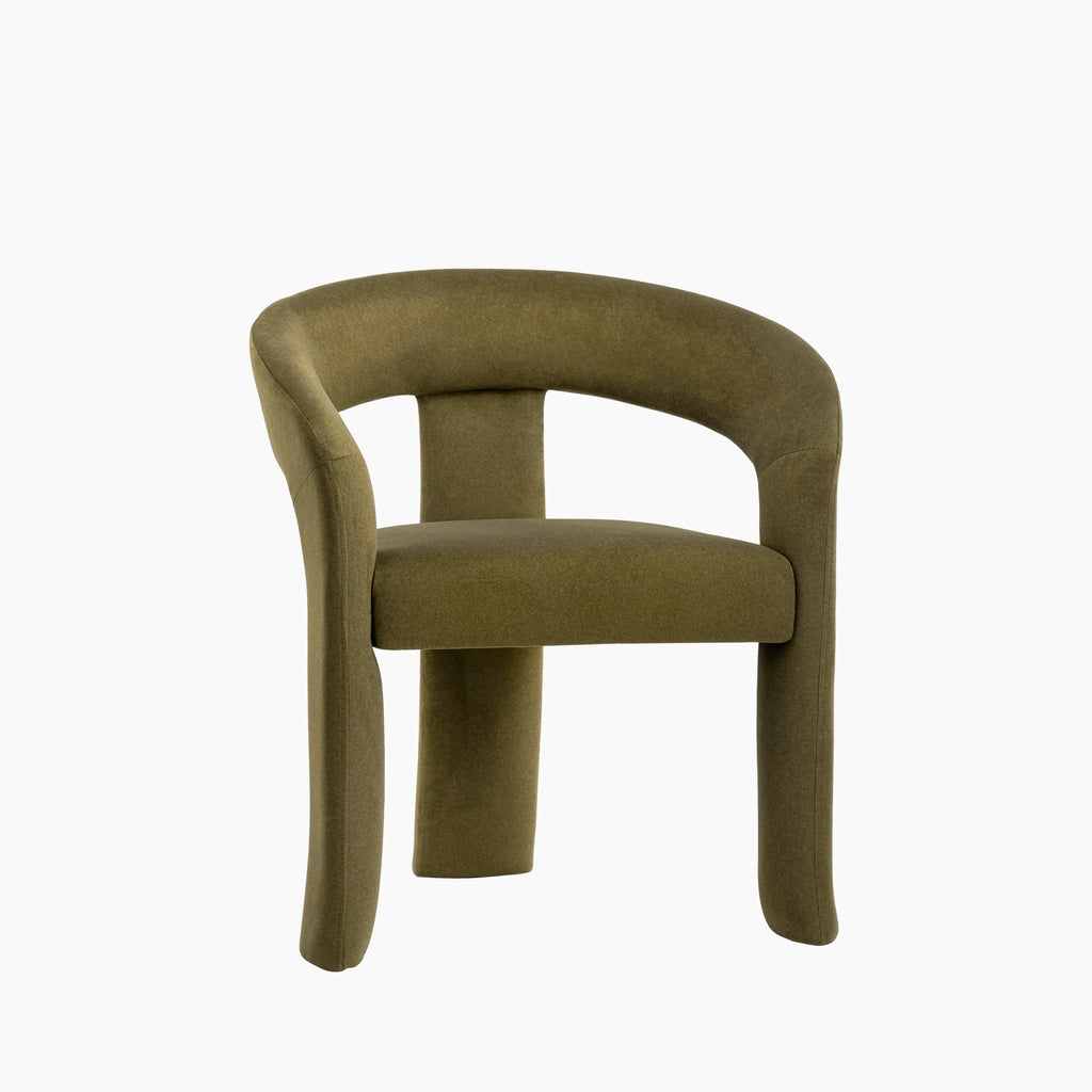 Bellamy Carver Dining Chair | Moss Green Sustainable Mohair Velvet