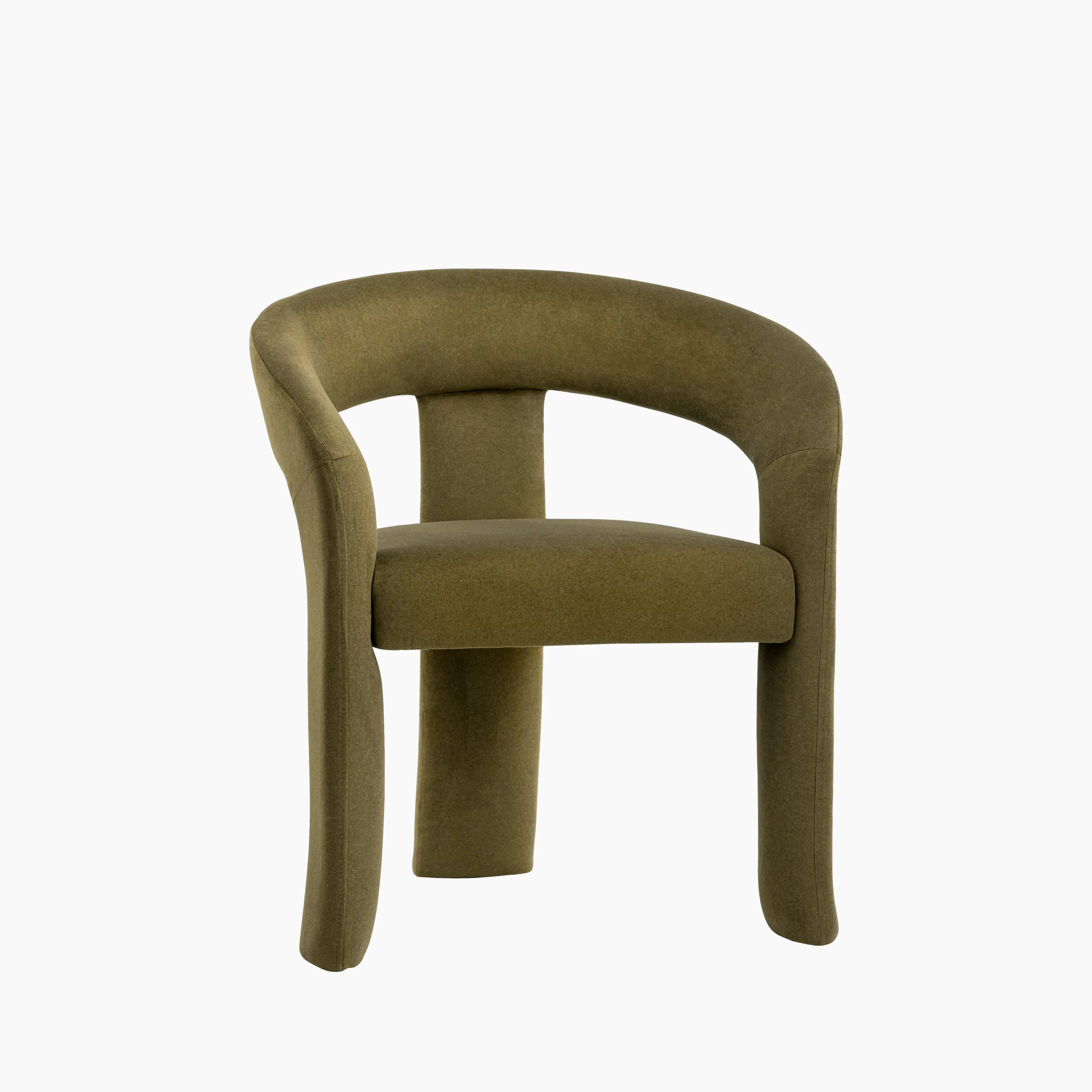 Bellamy Carver Dining Chair | Moss Green Sustainable Mohair Velvet