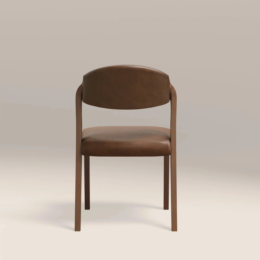 Kennedy Dining Chair | Vintage Tan Faux Leather & Walnut