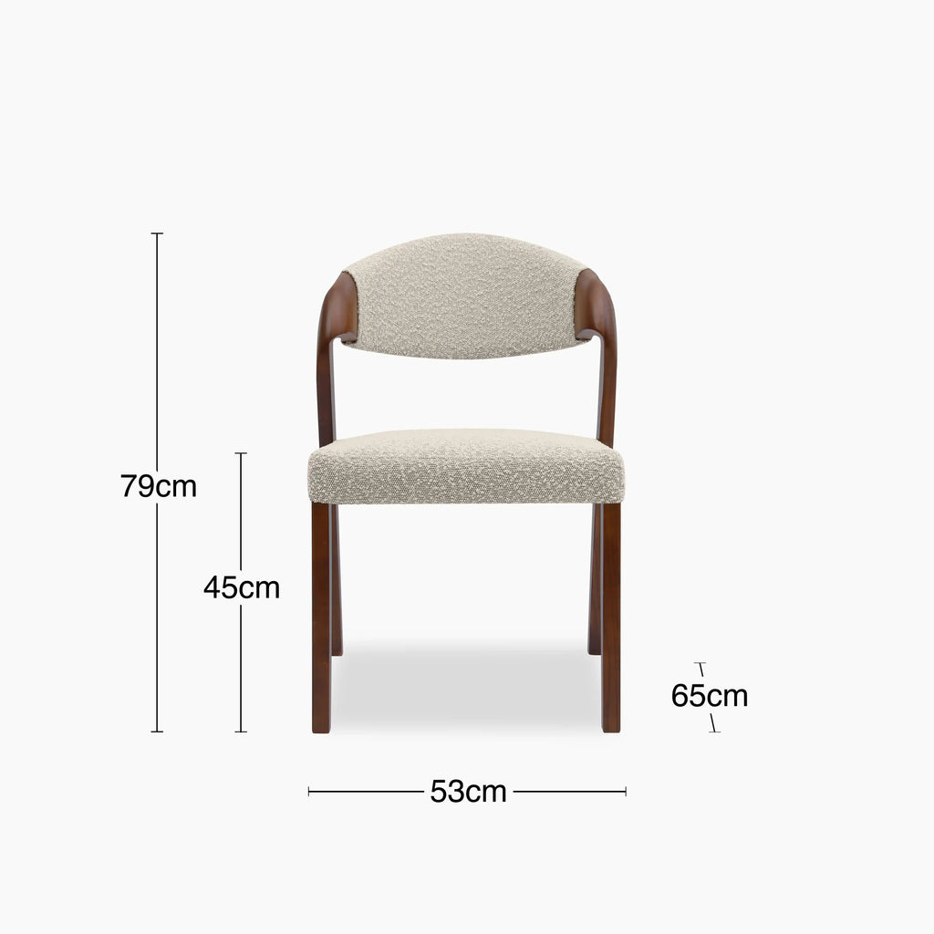 Kennedy Dining Chair | Speckled Stone Sustainable Boucle & Walnut