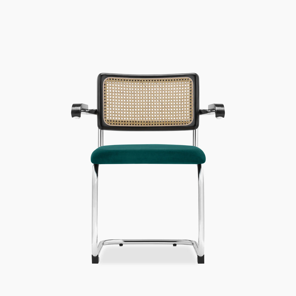 Kenton Carver Dining Chair | Teal Sustainable Velvet & Black