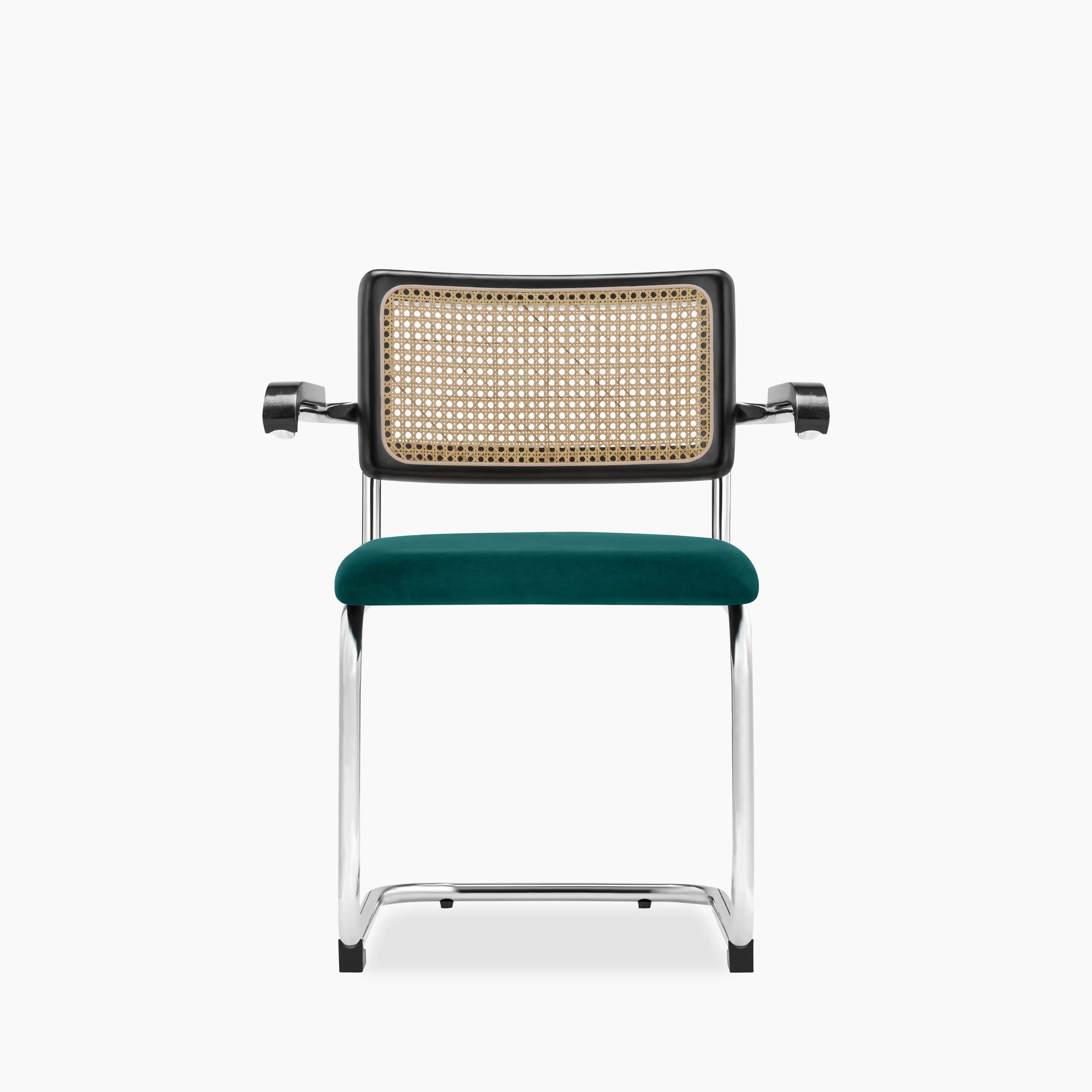 Kenton Carver Dining Chair | Teal Sustainable Velvet & Black