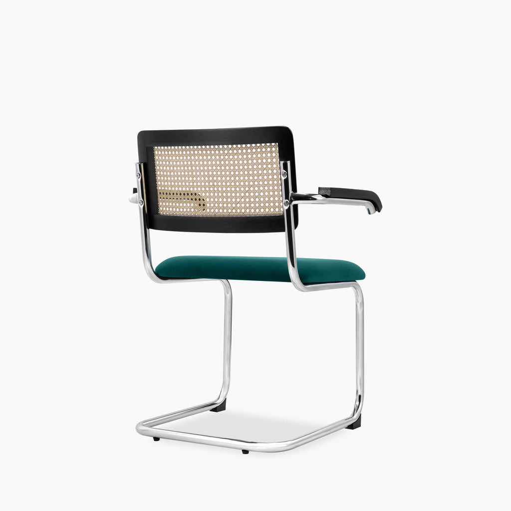Kenton Carver Dining Chair | Teal Sustainable Velvet & Black