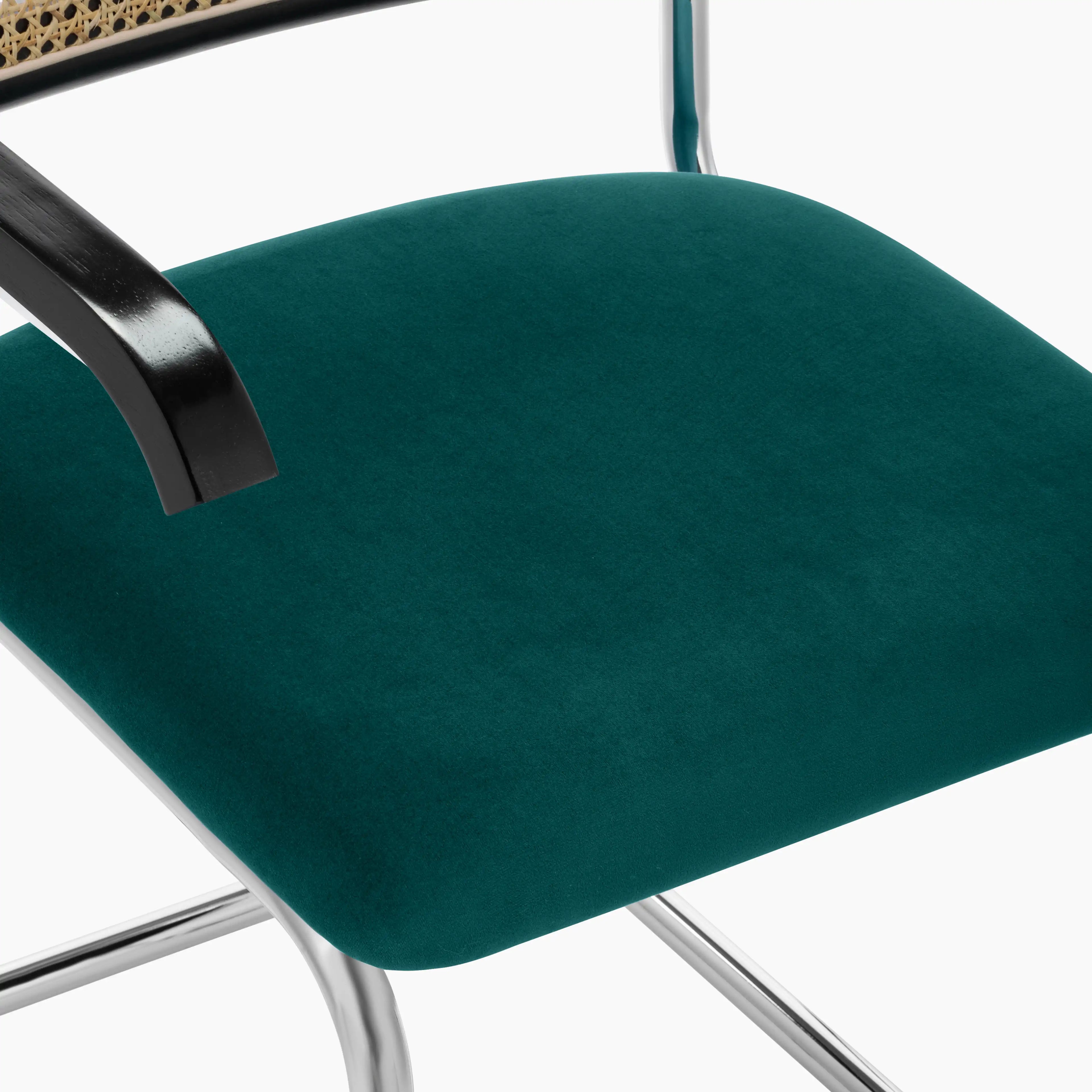 Kenton Carver Dining Chair | Teal Sustainable Velvet & Black