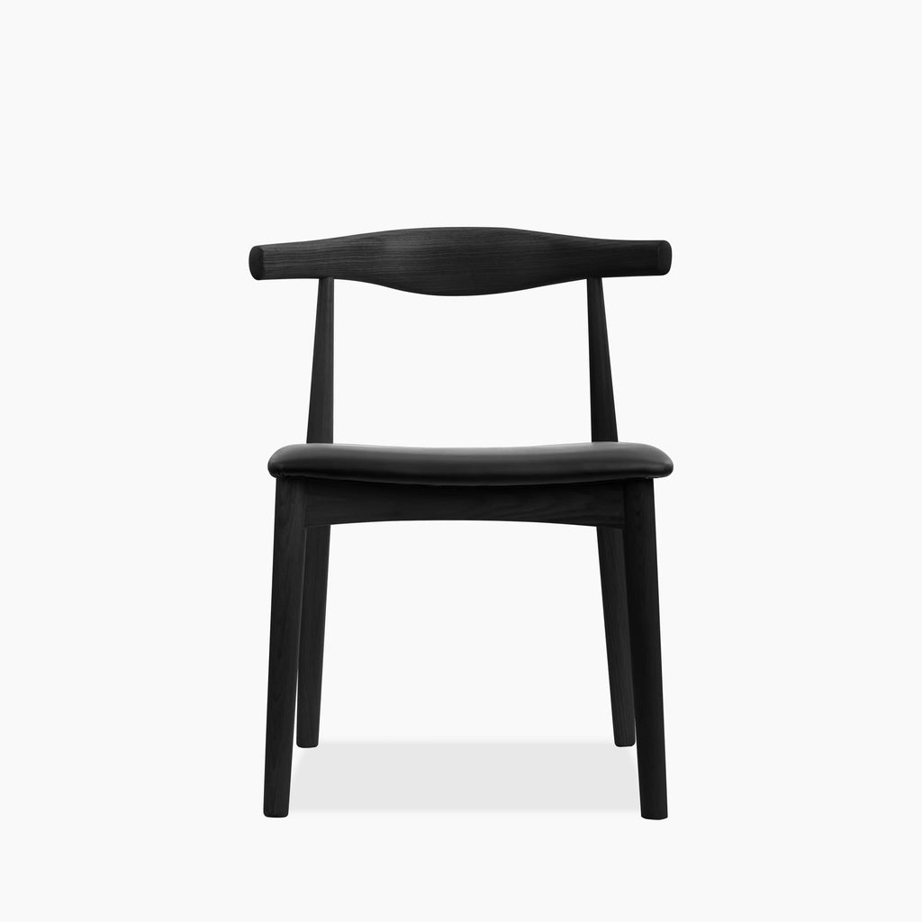Aalborg Wooden Dining Chair | Black Faux Leather & Black
